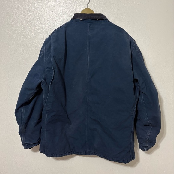 Vintage Carhartt 48 Tall Navy Detroit Arctic Quilt Lined Jacket  Corduroy Collar - Picture 2 of 11
